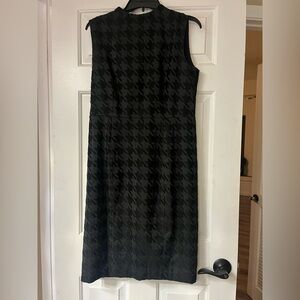 Ann Taylor Black Houndstooth Midi Dress